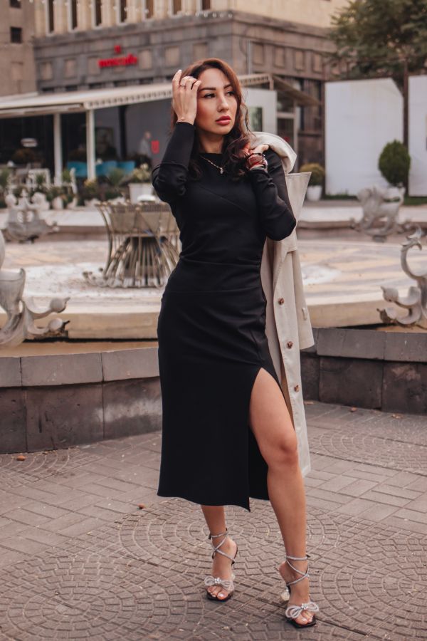 Платье Forza с разрезом черное