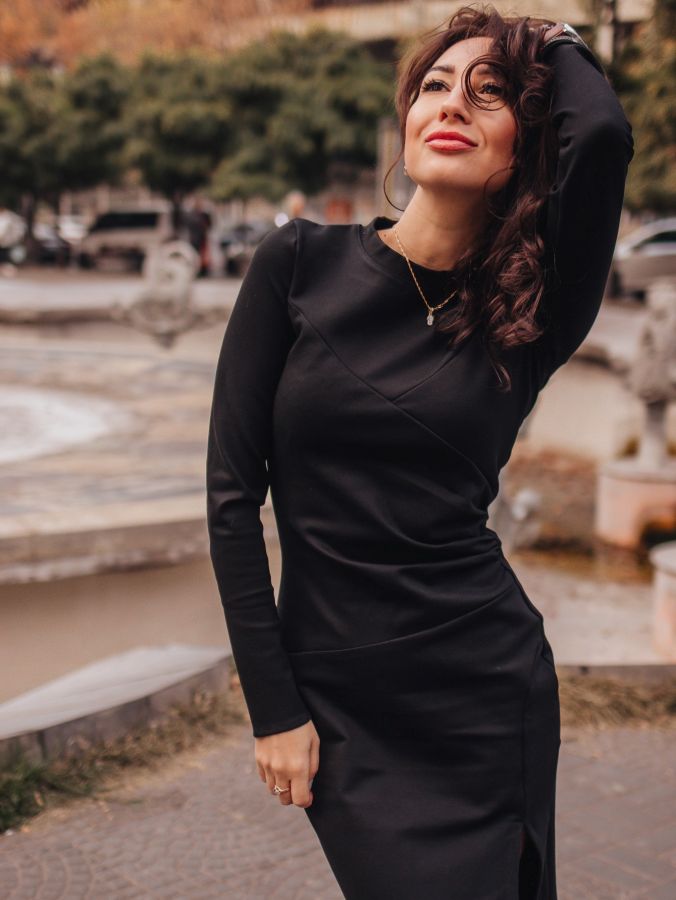 Платье Forza с разрезом черное