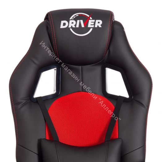 Кресло DRIVER (22) кож/зам/ткань, черный/красный, 36-6/TW-08
