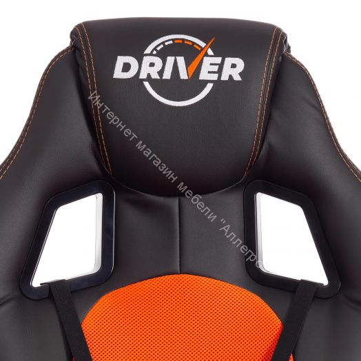 Кресло DRIVER (22) кож/зам/ткань, черный/оранжевый, 36-6/TW-07
