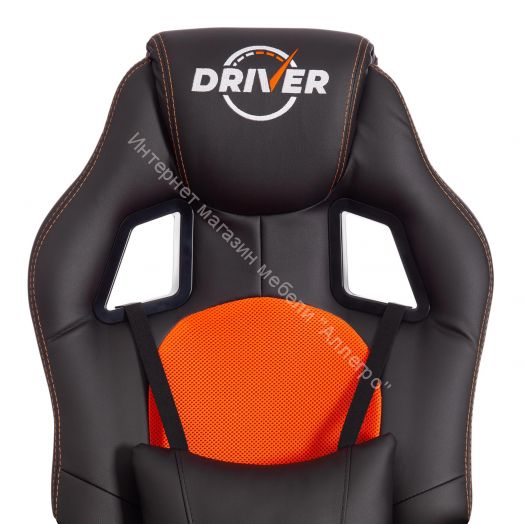 Кресло DRIVER (22) кож/зам/ткань, черный/оранжевый, 36-6/TW-07