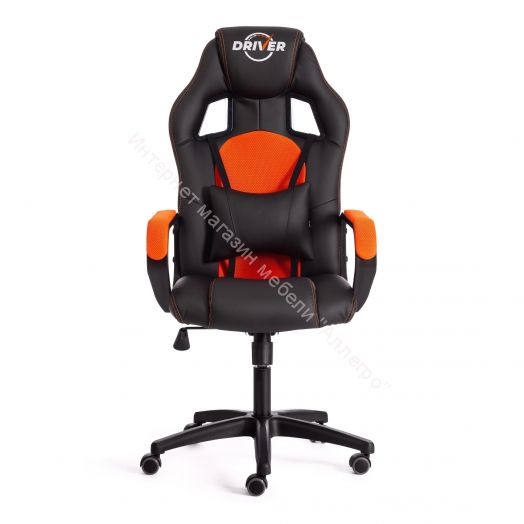 Кресло DRIVER (22) кож/зам/ткань, черный/оранжевый, 36-6/TW-07