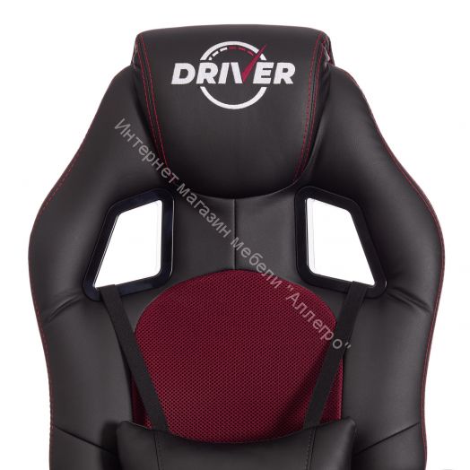 Кресло DRIVER (22) кож/зам/ткань, черный/бордо, 36-6/TW-13