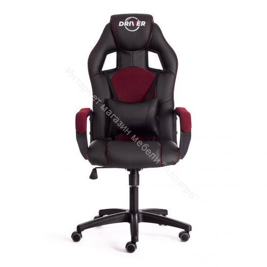 Кресло DRIVER (22) кож/зам/ткань, черный/бордо, 36-6/TW-13