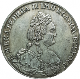 РУБЛЬ 1789 ГОД - ЕКАТЕРИНА 2. ПОСЕРЕБРЕНИЕ, ОТЛИЧНАЯ КОПИЯ