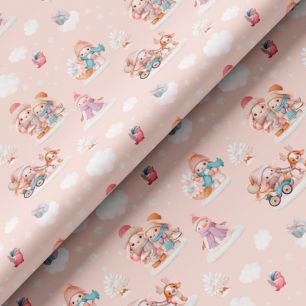 Хлопок - Новогодние зайки на розовом 50х37 см limit