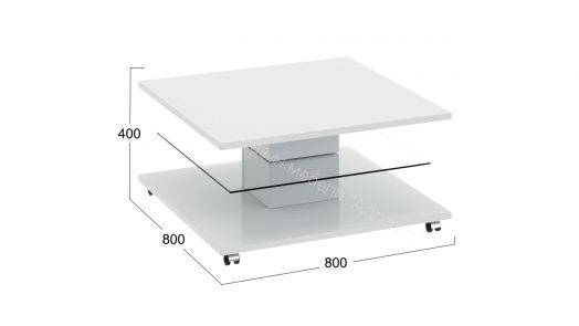 Стол журнальный «Diamond» тип 1 (Белый/Белый глянец)
