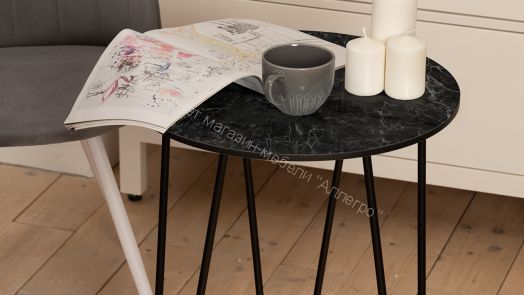 Стол журнальный ДП 1-03-09 (Чёрный/Мрамор чёрный)