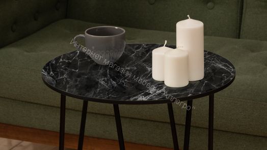 Стол журнальный ДП 1-03-04 (Чёрный/Мрамор чёрный)