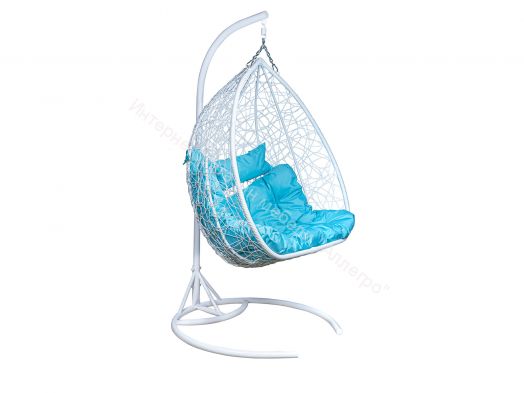 Подвесное Кресло Leset Гаити каркас Белый подушка Бирюза яркая