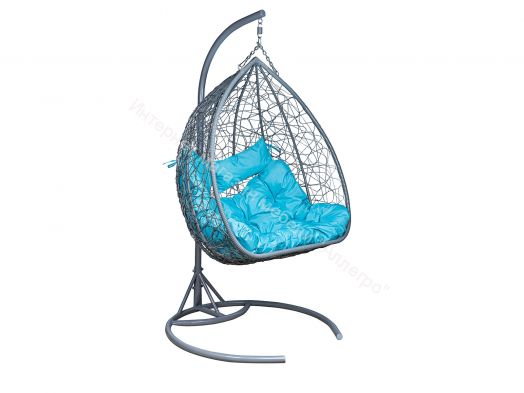 Подвесное Кресло Leset Гаити каркас Серый металлик подушка Бирюза яркая