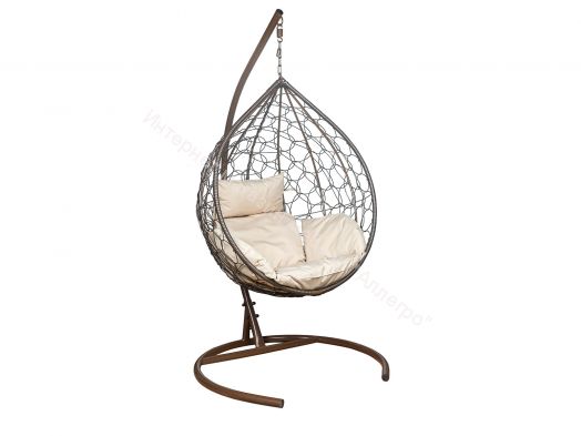 Подвесное Кресло Leset Эва каркас Коричневый подушка Бежевая