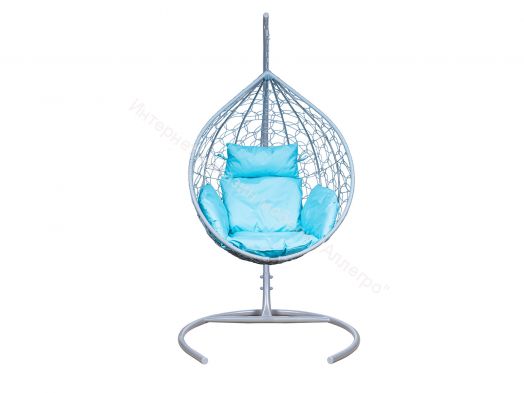 Подвесное Кресло Leset Эва каркас Серый металлик подушка Бирюза яркая