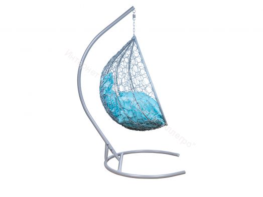 Подвесное Кресло Leset Эва каркас Серый металлик подушка Бирюза яркая