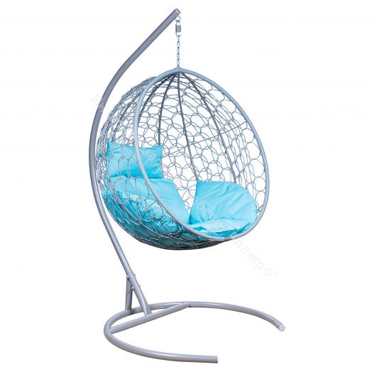Подвесное Кресло Leset Луна каркас Серый металлик подушка Бирюза яркая