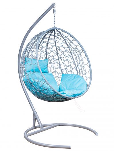 Подвесное Кресло Leset Луна каркас Серый металлик подушка Бирюза яркая