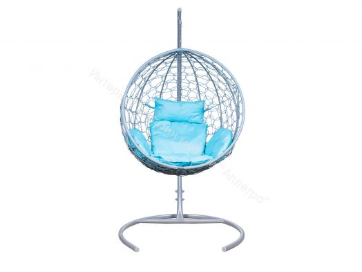 Подвесное Кресло Leset Луна каркас Серый металлик подушка Бирюза яркая