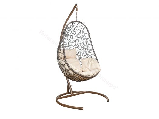 Подвесное Кресло Leset Ажур каркас Коричневый подушка Бежевая