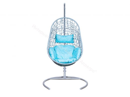 Подвесное Кресло Leset Ажур каркас Серый металлик подушка Бирюза яркая