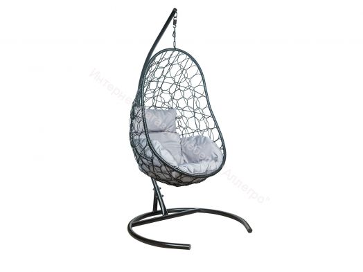 Подвесное Кресло Leset Ажур каркас Черный подушка Светло-серая