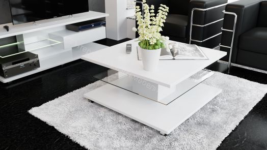 Стол журнальный ДП 1-03-04 (Чёрный/Мрамор белый)