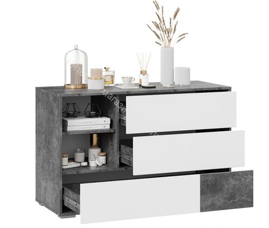 Комод "Монтерей" исп.2 (Цемент тёмный/Белый)