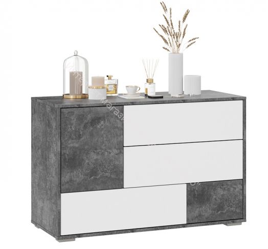 Комод "Монтерей" исп.2 (Цемент тёмный/Белый)