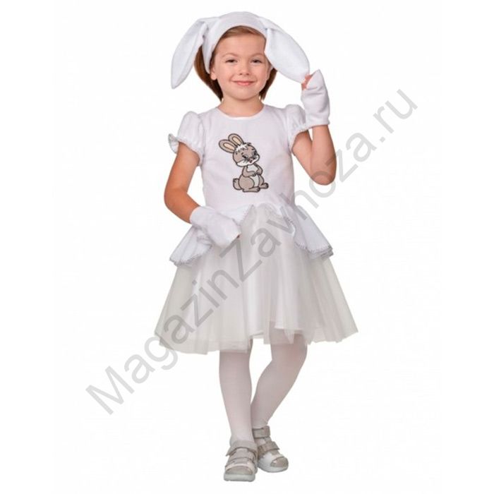 Карнавальный костюм Платье Зайка Белянка р.116-60 /текстиль/Батик/
