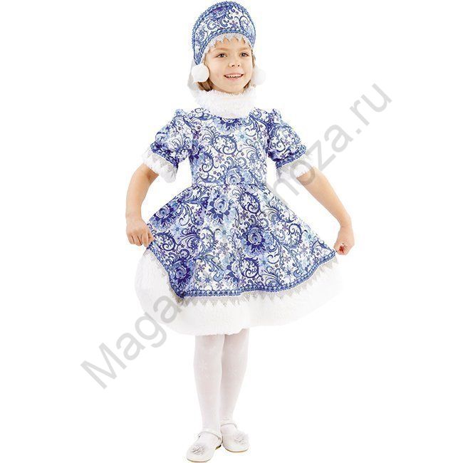 Карнавальный костюм Зимушка Гжель р 128-64 /текстиль/Пуговка/