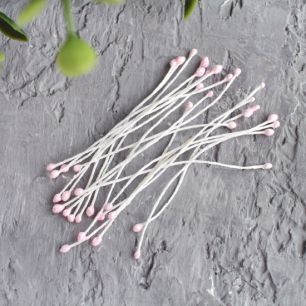 Тычинки для цветов, розовые блестящие - 20 шт.