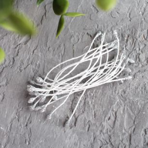 Тычинки для цветов, серебристые блестящие - 20 шт.