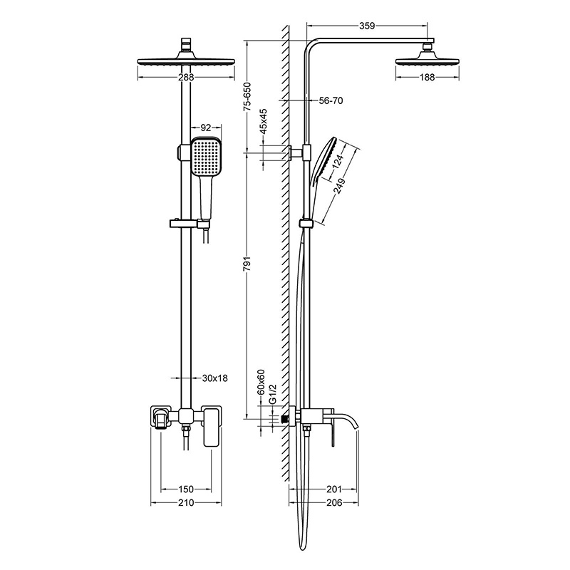 Душевая система с верхним душем Timo Selene SX-1013/00 ФОТО