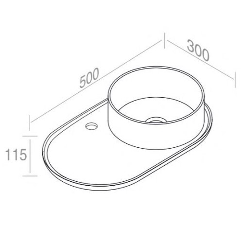 Рукомойник AET ITALIA KOMBO CURVY накладной с отверстием для смесителя слева L503T0RSV0 схема 2