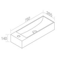 Раковина подвесная AET ITALIA THIN BRIDGE 72 с отверстием для смесителя слева L261T3R1V3 схема 2