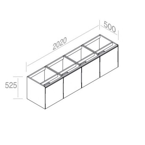 Подвесная лакированная тумба AET ITALIA MATCH Mobile in Legno laccato 202х50 с 4 ящиками C526M4L50 схема 2