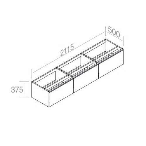 Подвесная тумба лакированная AET ITALIA MATCH Mobile in Legno laccato 211,5х50 с тремя ящиками C376M3L70 схема 2