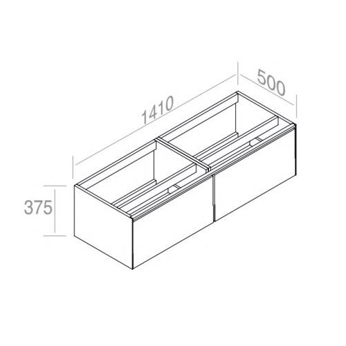 Тумба подвесная AET ITALIA MATCH Mobile in Legno laccato лакированная 141х50 2 выдвижных ящика C376M2L70 схема 2