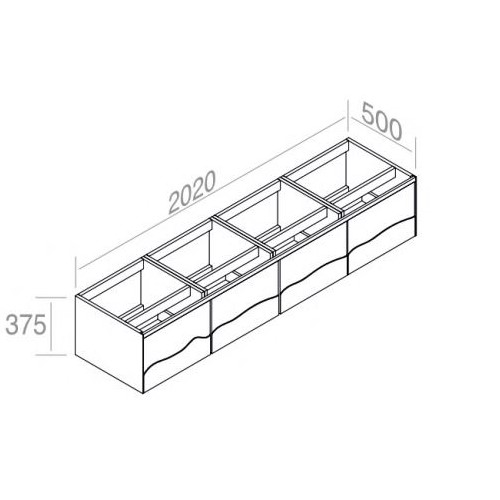 Тумба AET ITALIA TRACE  Mobile in Legno подвесная 202х50 с 4 выдвижными ящиками C375M4L50 схема 2