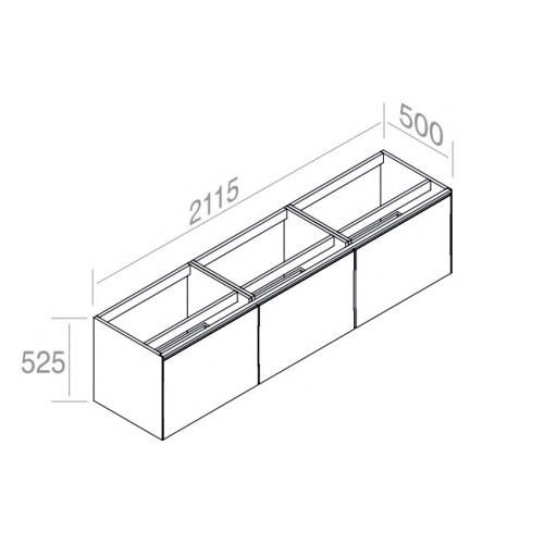 Подвесная тумба AET ITALIA MATCH Mobile in Legno laccato 211,5х50 лакированная с 3 выдвижными ящиками C526M3L70 схема 2