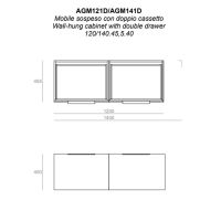 Тумба Simas Agile 120 х 46 х 40 с двумя ящиками под раковину AG121D схема 3