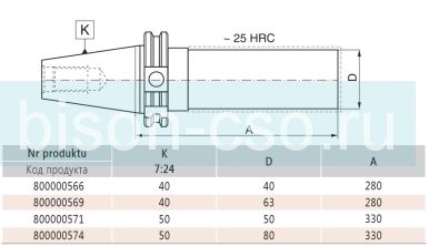Оправка полуфабрикат 2191-50-80-330 кон 50. D=80  Bison Bial