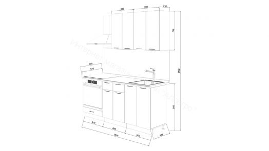 Кухонный гарнитур "Лина" 1,8 со шкафом НБ (Белый)