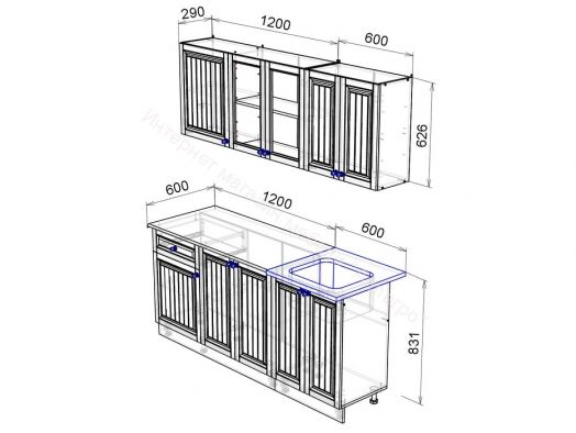 Кухонный гарнитур "Хозяюшка" 1,8 м (Белый/Трюфель)