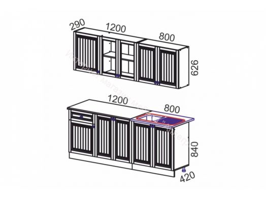 Кухонный гарнитур "Хозяюшка" 2 м (Белый/Трюфель)