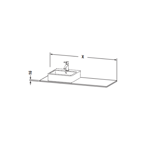 Cтолешница Duravit Xsquare 1,6х160х55 с одним вырезом слева или справа XS060H схема 4