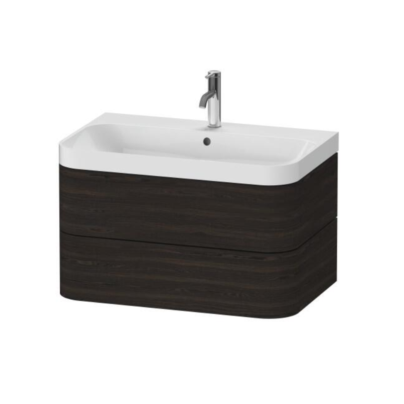 Подвесная тумба c-bonded с раковиной Duravit Happy D.2 Plus 46,8x77,2x49 и двумя ящиками HP 4637 схема 3