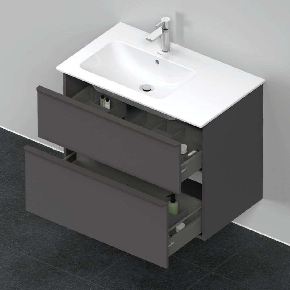 Подвесная тумба Duravit D-Neo 62,5x81x46,2 с двумя выдвижными отделениями DE436