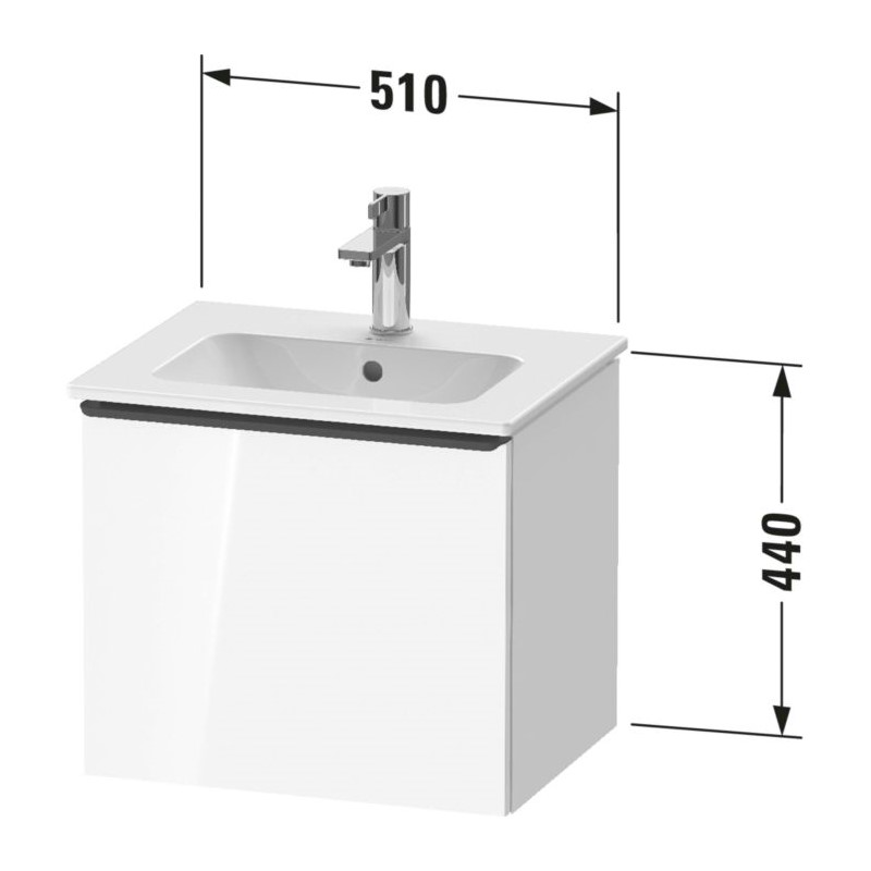 Подвесная тумба Duravit D-Neo 44х51х40,2 с одной дверцей DE4260 схема 4