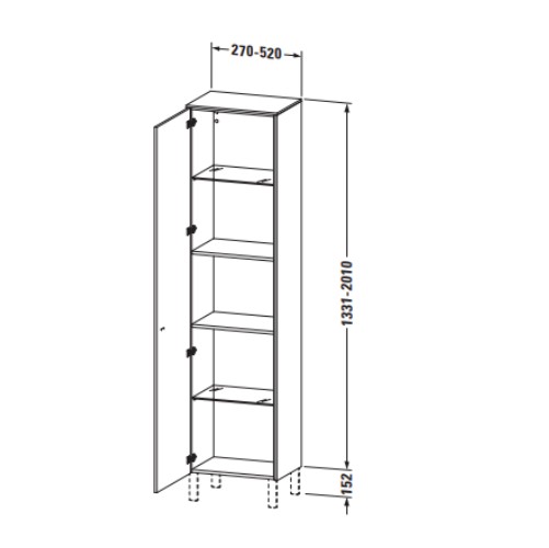 Высокий шкаф-пенал Duravit Brioso 201х52x35,9 с одной дверцей BR 1342 L/R схема 2
