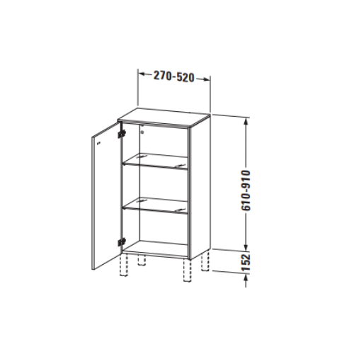 Шкаф-пенал индивидуальный Duravit Brioso 91x52x35,9 с двумя стеклянными полками BR 1340 L/R схема 2